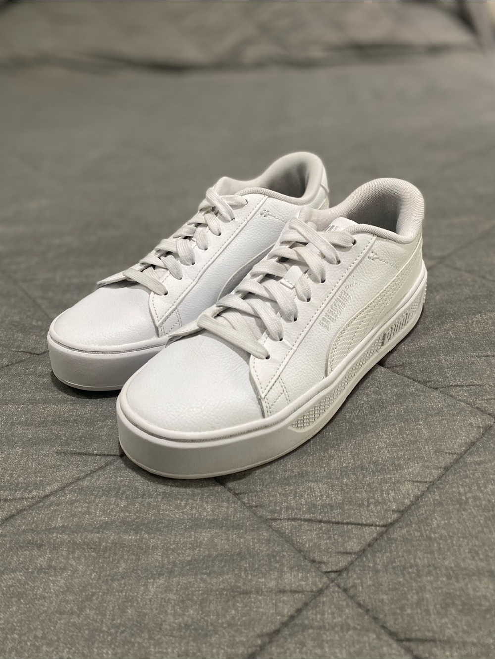 Puma All-White Low-Top Platform Sneakers